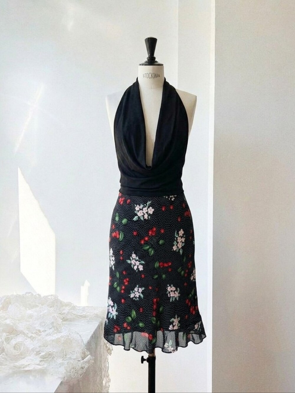 Vintage Y2k Cherry Print A-Line Skirt